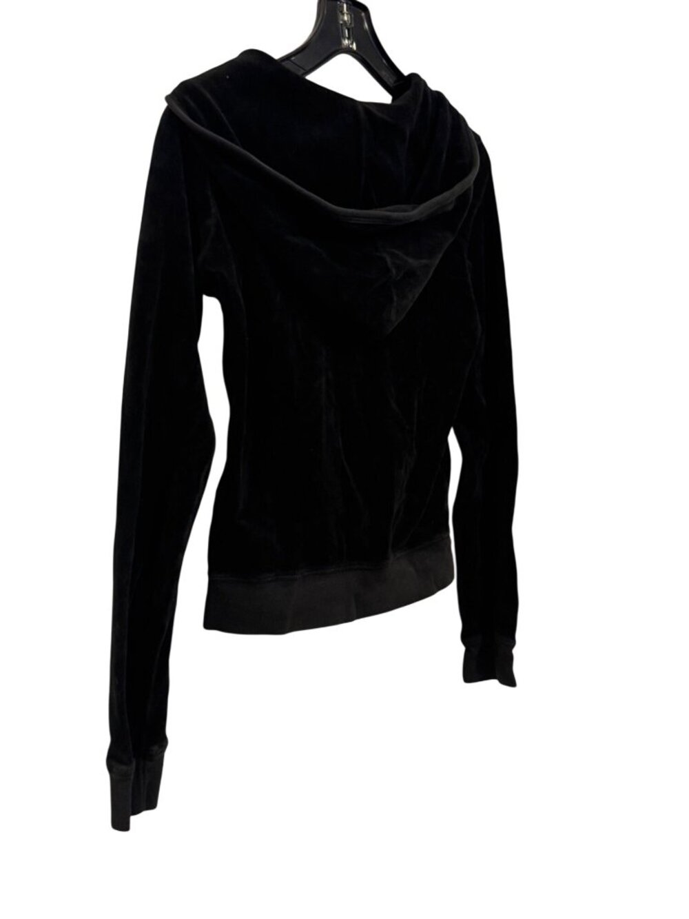 Y2K vintage Juicy Couture Black Velour Zip-Up Hoodie With Fron Size M - Picture 2 of 6